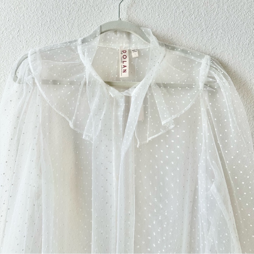 NWT Anthropologie Dolan Sheer Tie-Front Blouse in White Size Large - Picture 5 of 9